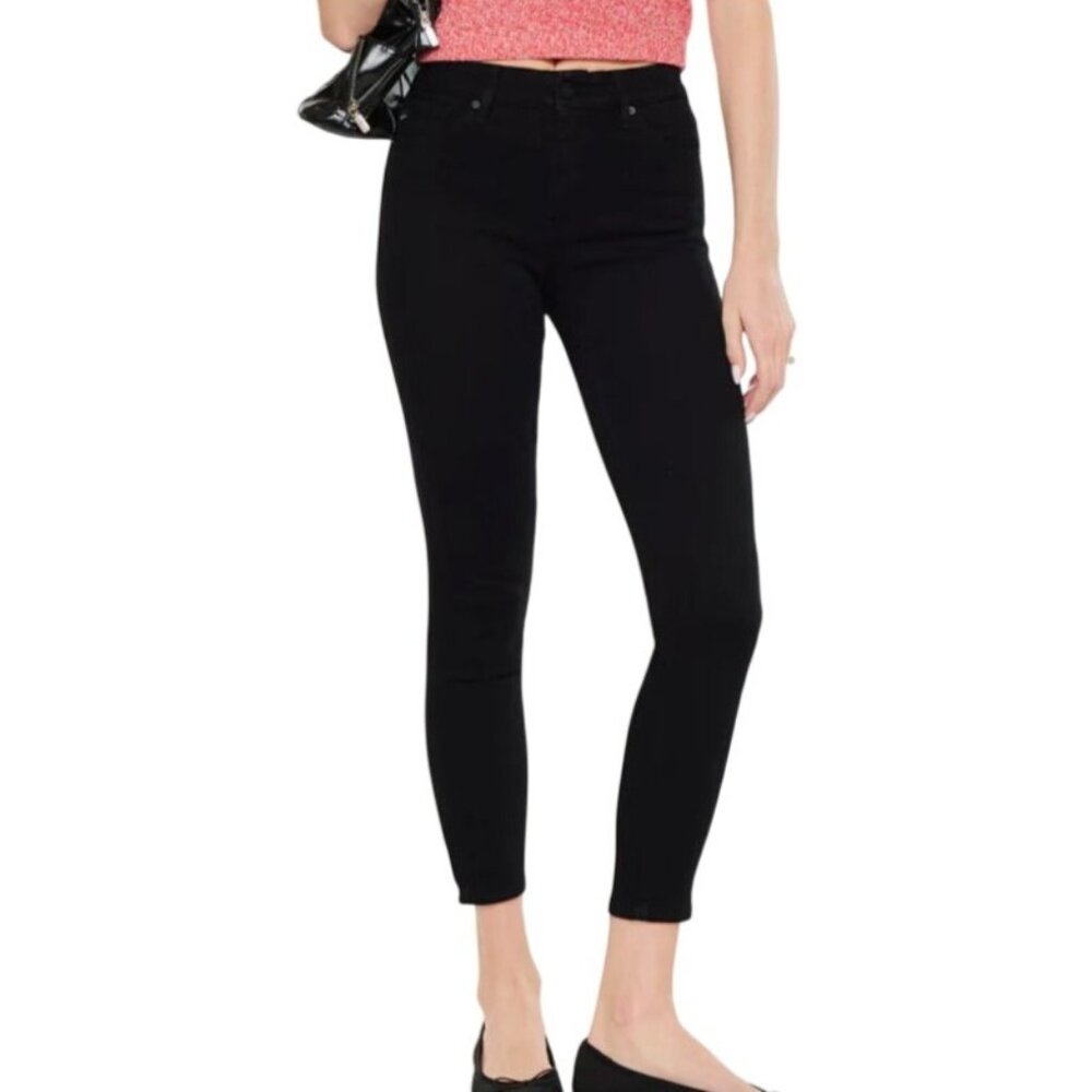 Kancan Ankle Skinny Jean 7/27 Black Mid-High Rise Stretch Slim Fall Minimalist